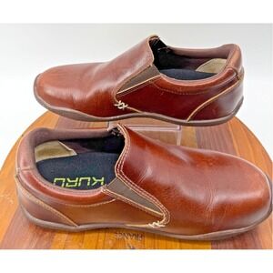 Kuru Leather Men 8 Brown Slip On Recovery Loafers Walking Shoes Planter Fascitis